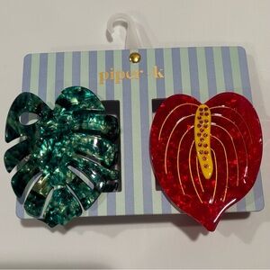Piper K flower and leaf hair clip set / NEW in packaging / cross posted